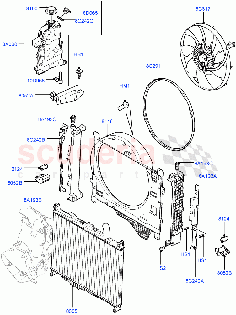 Radiator/Coolant Overflow Container (4.4L DOHC DITC V8 Diesel) ((V) FROMBA000001) of Land Rover Land Rover Range Rover (2010-2012) [4.4 DOHC Diesel V8 DITC]