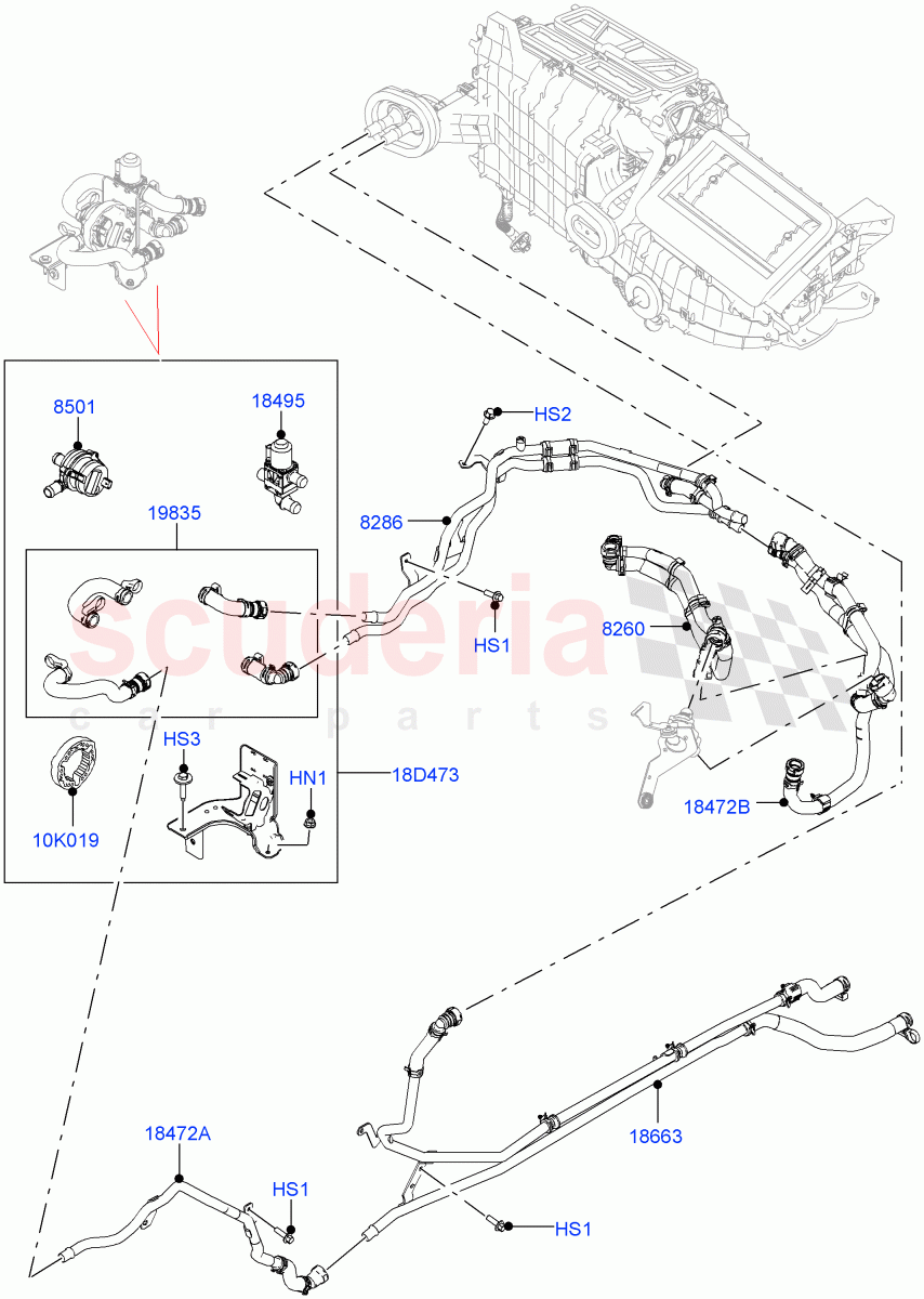 Heater Hoses (2.0L AJ200P Hi PHEV) ((V) FROMMA000001) of Land Rover Land Rover Range Rover Velar (2017+) [2.0 Turbo Petrol AJ200P]
