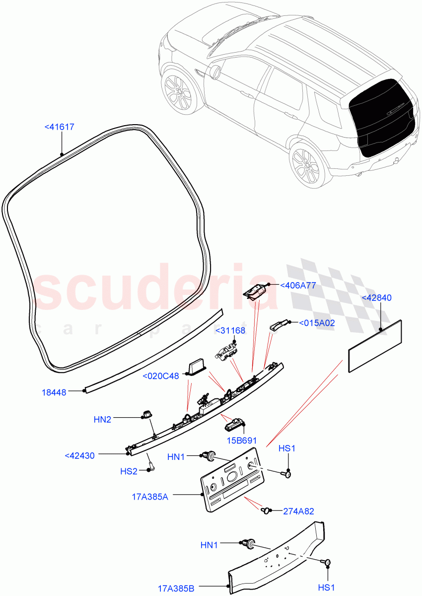 Luggage Compartment Door(Weatherstrips And Seals)(Halewood (UK)) of Land Rover Land Rover Discovery Sport (2015+) [2.0 Turbo Petrol AJ200P]