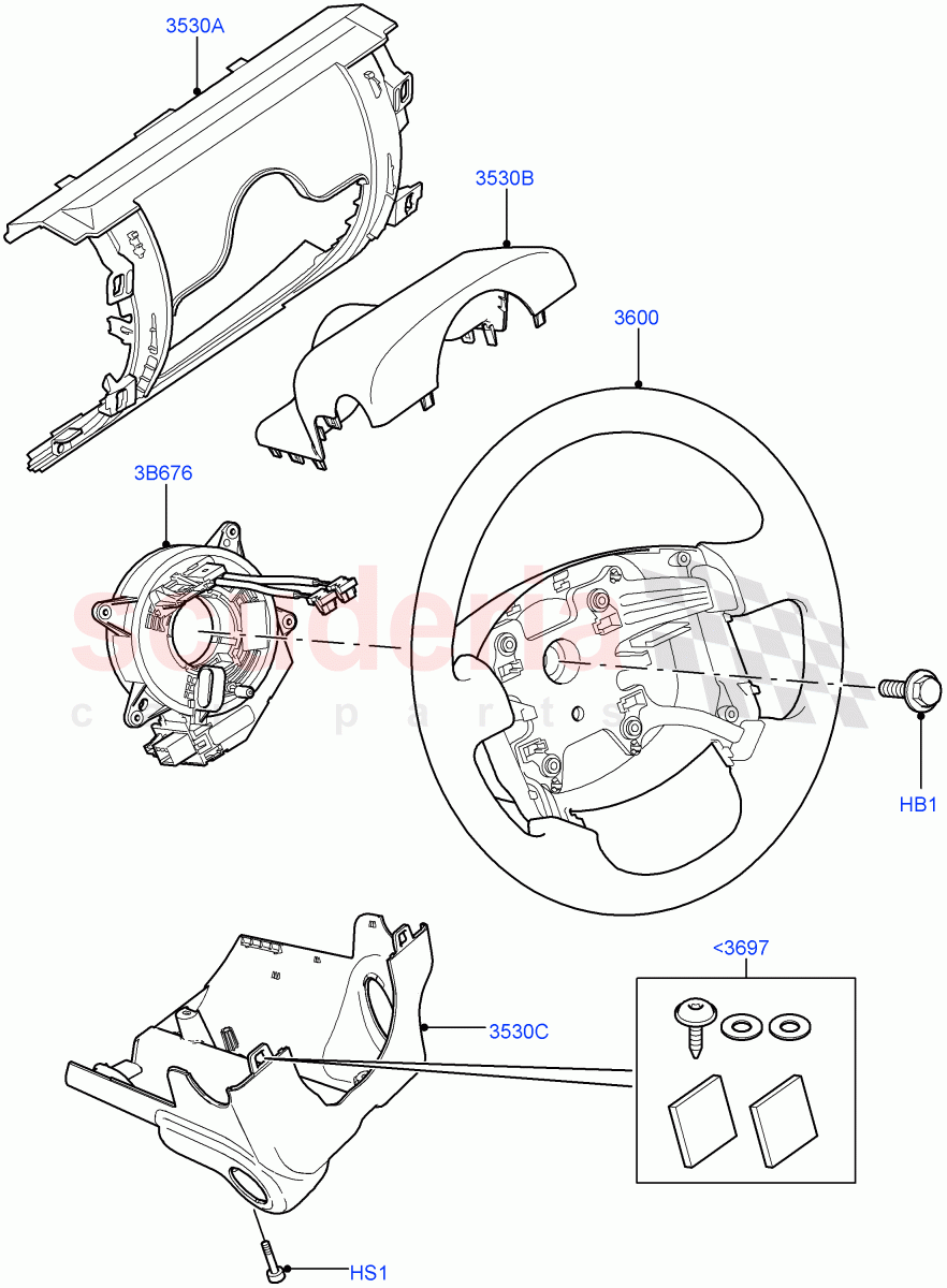 Steering Wheel((V)TO9A999999) of Land Rover Land Rover Range Rover Sport (2005-2009) [4.4 AJ Petrol V8]