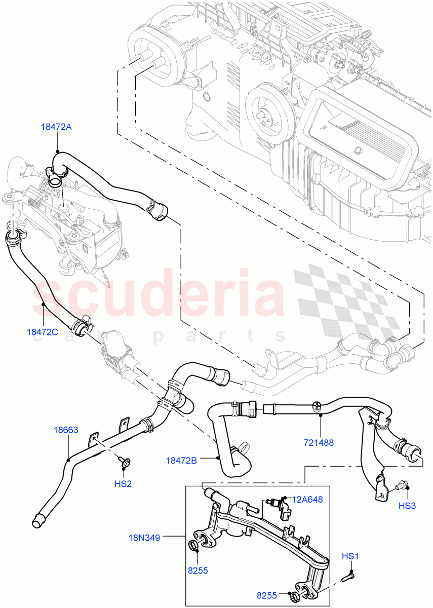 Heater Hoses (Front) (5.0L OHC SGDI SC V8 Petrol - AJ133) ((V) TOHA999999) of Land Rover Land Rover Range Rover Sport (2014+) [4.4 DOHC Diesel V8 DITC]