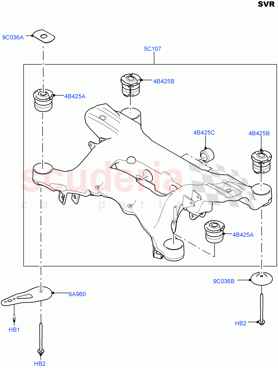 Rear Cross Member & Stabilizer Bar(Crossmember)(SVR Version,SVR)((V)FROMFA000001) of Land Rover Land Rover Range Rover Sport (2014+) [3.0 I6 Turbo Diesel AJ20D6]