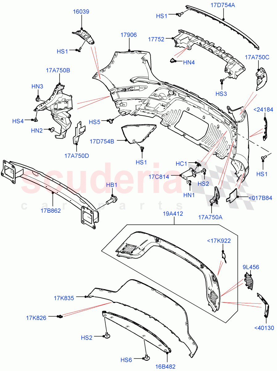 Rear Bumper(Itatiaia (Brazil),Front Bumper - Sport - Body Colour) of Land Rover Land Rover Range Rover Evoque (2019+) [2.0 Turbo Diesel AJ21D4]