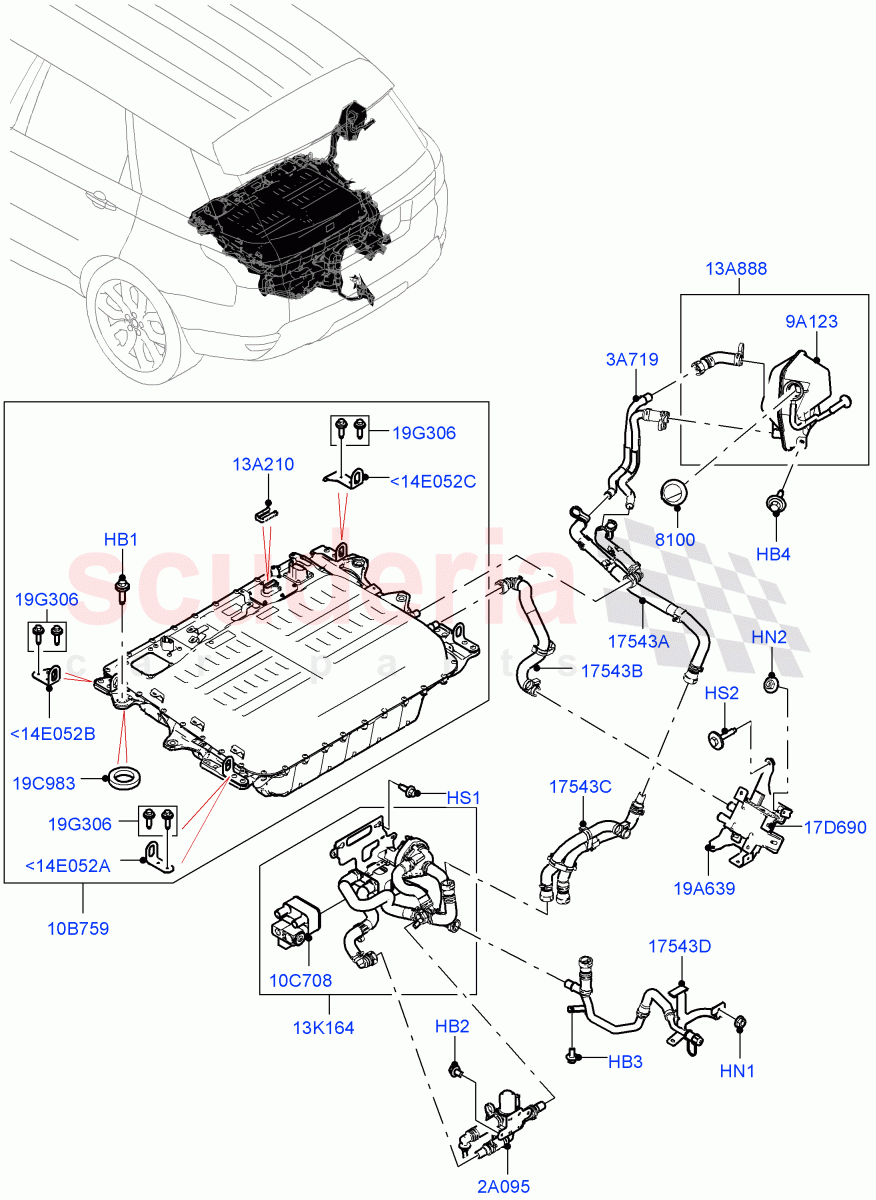 Hybrid Electrical Modules(PHEV Battery And Cooling, Rear Section)(2.0L AJ200P Hi PHEV)((V)FROMJA000001) of Land Rover Land Rover Range Rover Sport (2014+) [3.0 I6 Turbo Diesel AJ20D6]