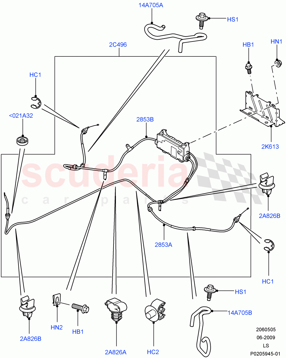 Parking Brake (Parking Brake Cable) ((V) FROMAA000001) of Land Rover Land Rover Discovery 4 (2010-2016) [3.0 Diesel 24V DOHC TC]