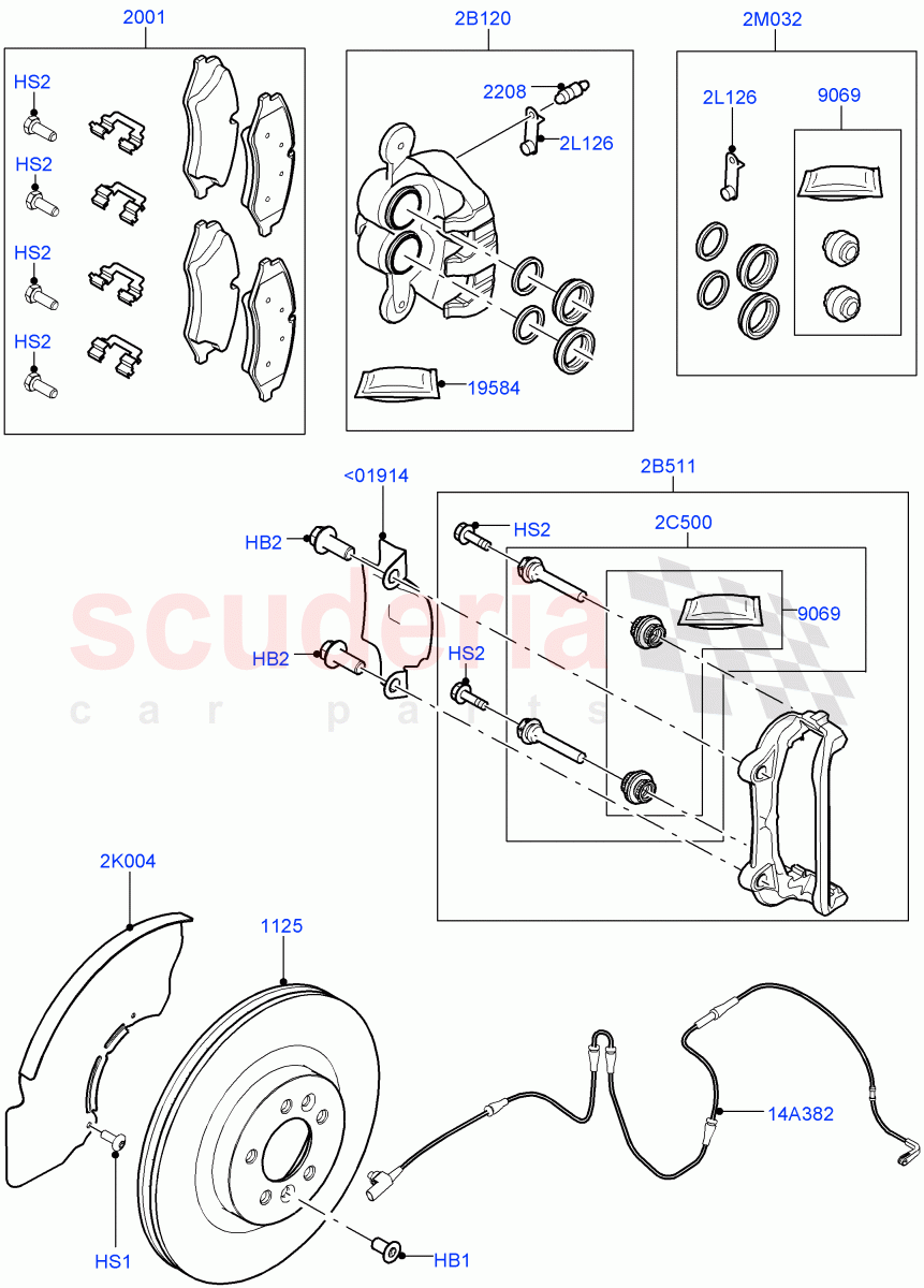 Front Brake Discs And Calipers(Front Disc And Caliper Size 19)((V)FROMGA000001,(V)TOGA150000) of Land Rover Land Rover Range Rover Sport (2014+) [3.0 I6 Turbo Petrol AJ20P6]