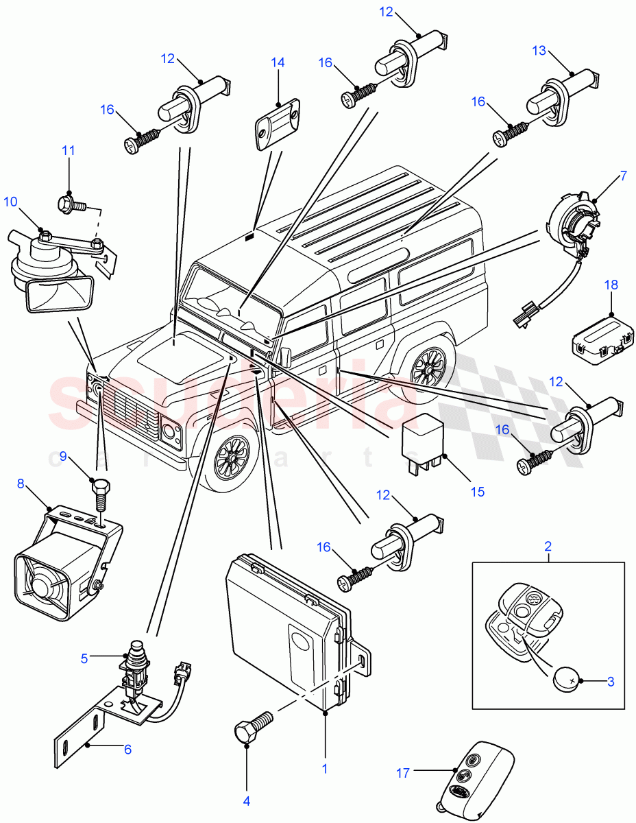 Anti-Theft Alarm Systems ((V) FROM7A000001) of Land Rover Land Rover Defender (2007-2016)