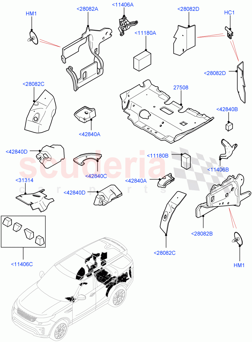 Insulators - Rear (Solihull Plant Build) ((V) FROMHA000001) of Land Rover Land Rover Discovery 5 (2017+) [3.0 I6 Turbo Petrol AJ20P6]