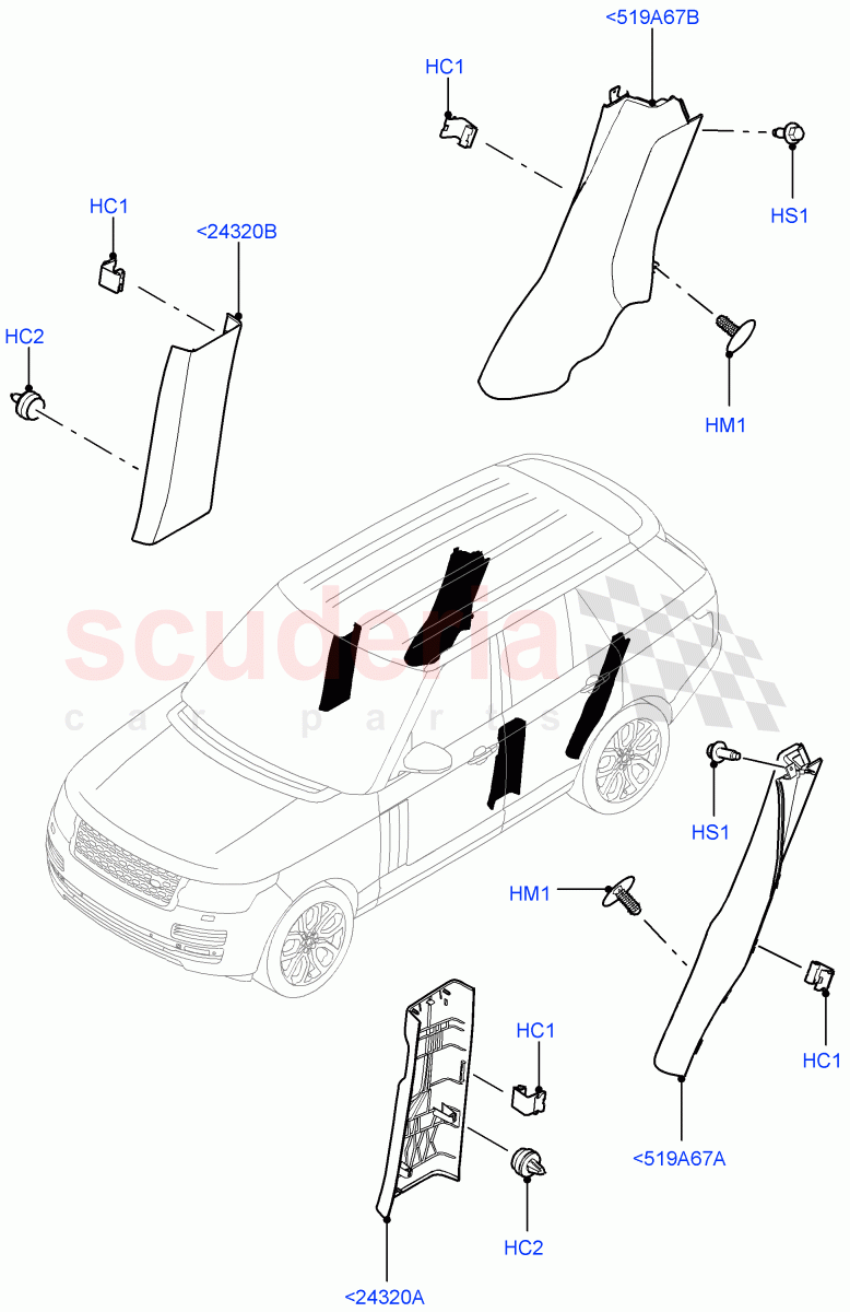 Side Trim(Centre, Front And Rear)(Windsor Leather Perforated) of Land Rover Land Rover Range Rover (2012-2021) [5.0 OHC SGDI NA V8 Petrol]