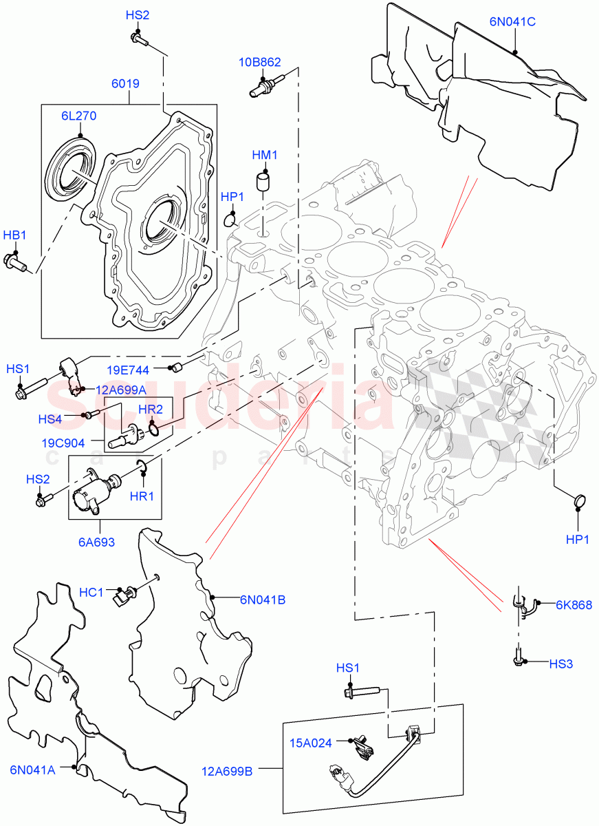 Cylinder Block And Plugs (2.0L I4 Mid DOHC AJ200 Petrol, Itatiaia (Brazil), 2.0L I4 Mid AJ200 Petrol E100) ((V) FROMJT000001) of Land Rover Land Rover Discovery Sport (2015+) [2.0 Turbo Petrol AJ200P]