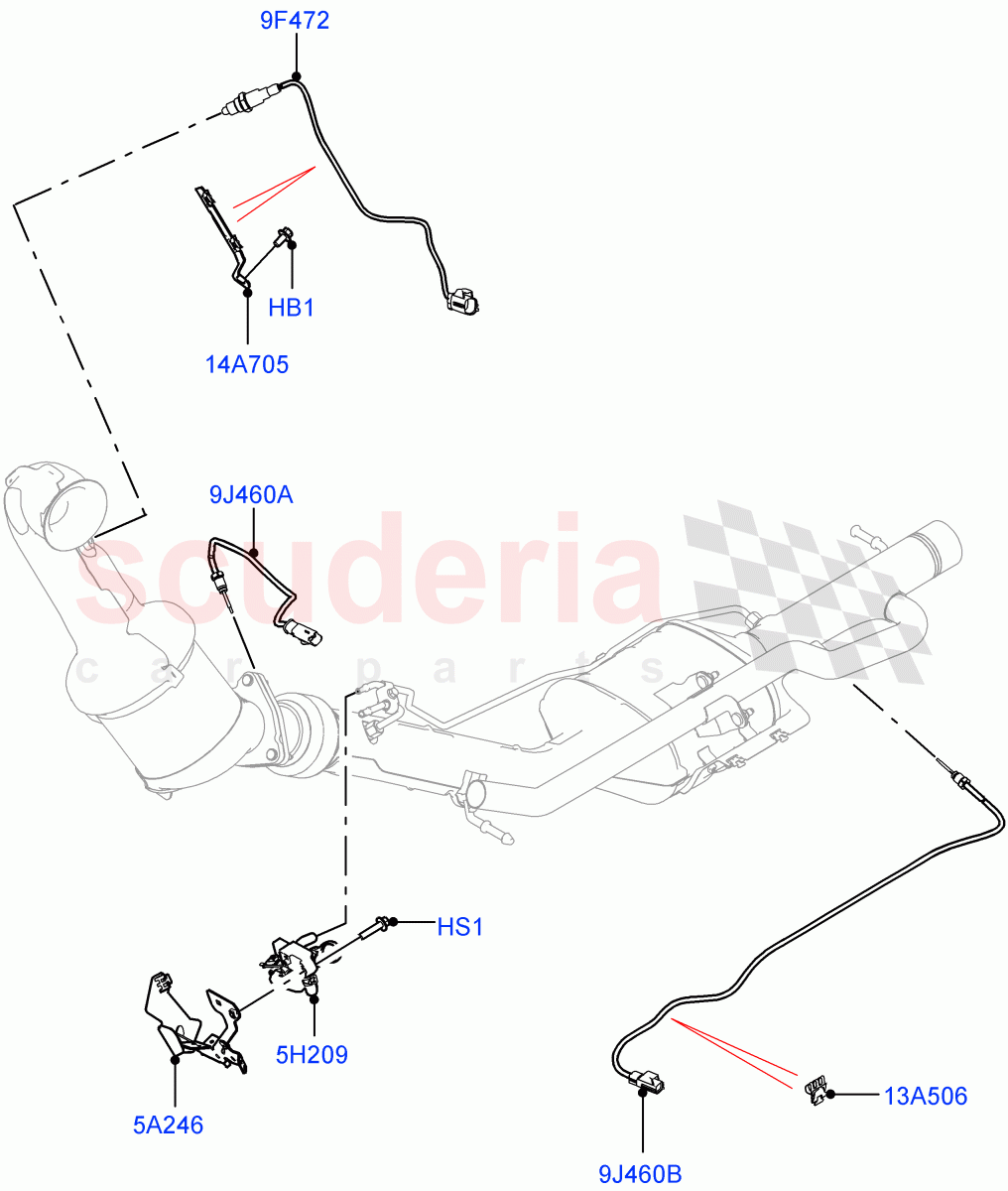 Exhaust Sensors And Modules (2.0L AJ20D4 Diesel Mid PTA, Proconve L6 Emissions, Itatiaia (Brazil)) ((V) FROMLT000001) of Land Rover Land Rover Discovery Sport (2015+) [2.0 Turbo Diesel]