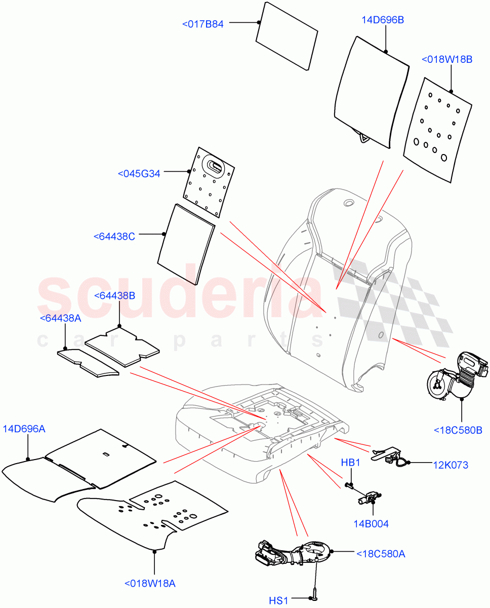Front Seat Pads/Valances & Heating (Heating, Nitra Plant Build) ((V) FROMK2000001) of Land Rover Land Rover Discovery 5 (2017+) [3.0 I6 Turbo Diesel AJ20D6]