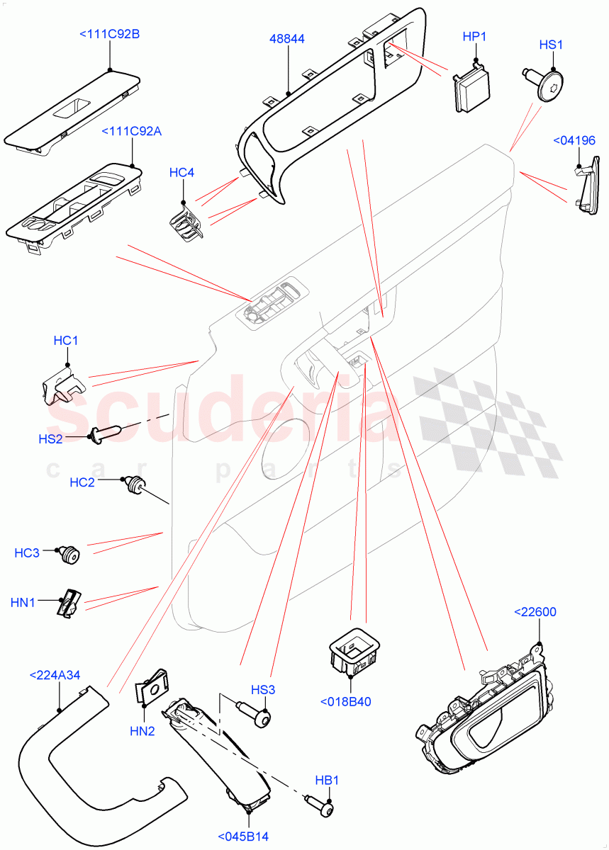 Front Door Trim Installation(Halewood (UK))((V)TOKH999999) of Land Rover Land Rover Discovery Sport (2015+) [2.0 Turbo Diesel AJ21D4]