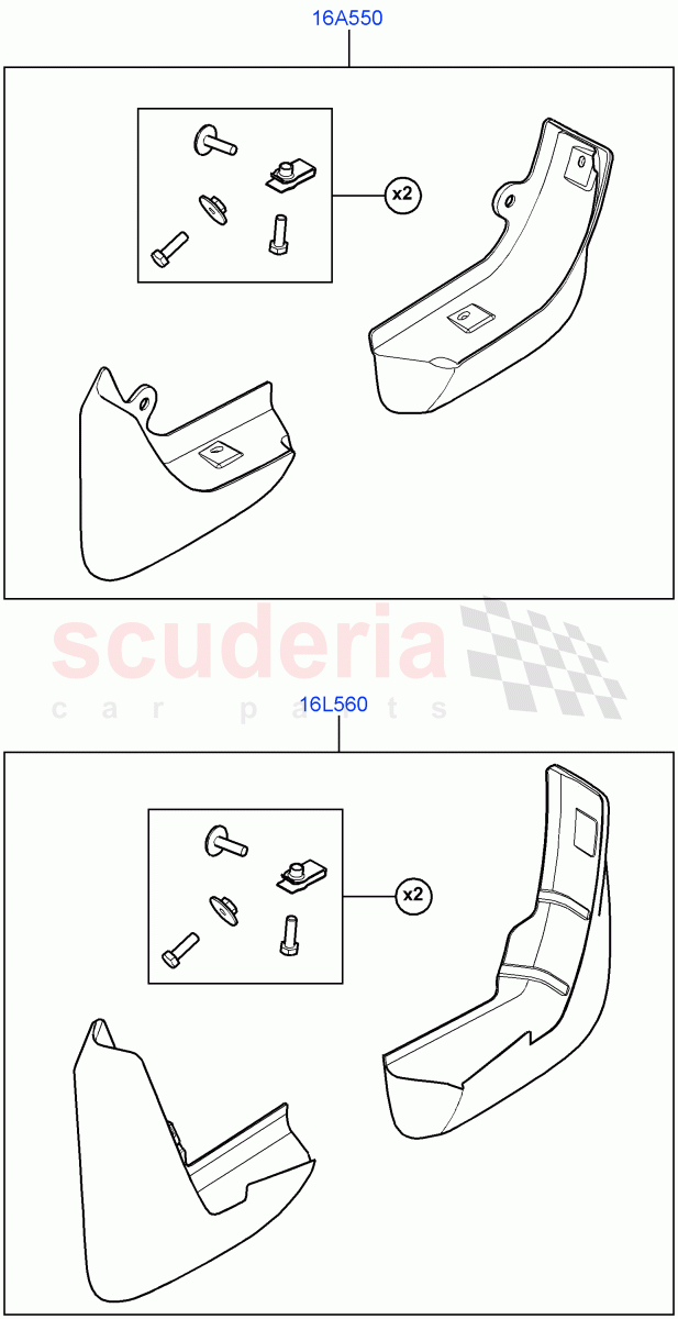 Mudflaps - Front & Rear (Accessory) (Halewood (UK), Itatiaia (Brazil)) of Land Rover Land Rover Discovery Sport (2015+) [2.0 Turbo Petrol GTDI]