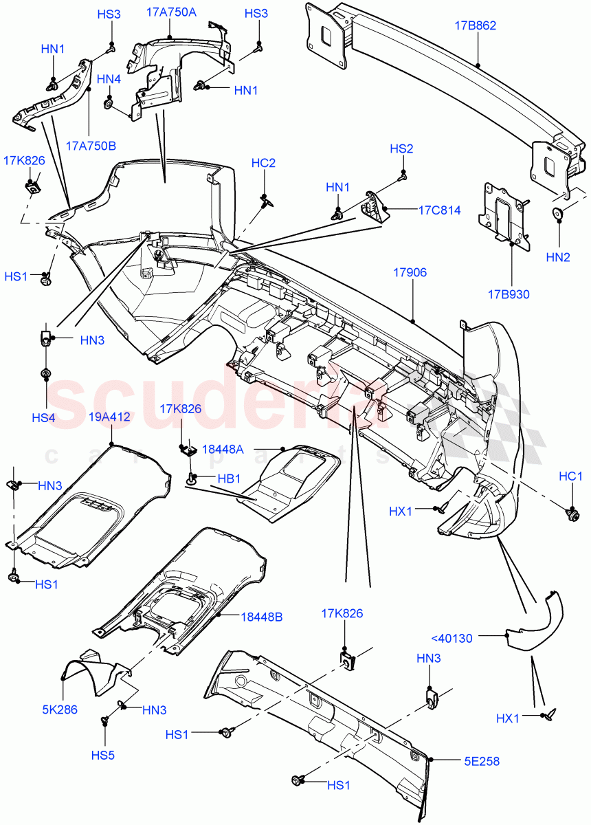 Rear Bumper (Itatiaia (Brazil), Sport/Dynamic) ((V) FROMGT000001) of Land Rover Land Rover Range Rover Evoque (2012-2018) [2.0 Turbo Petrol GTDI]