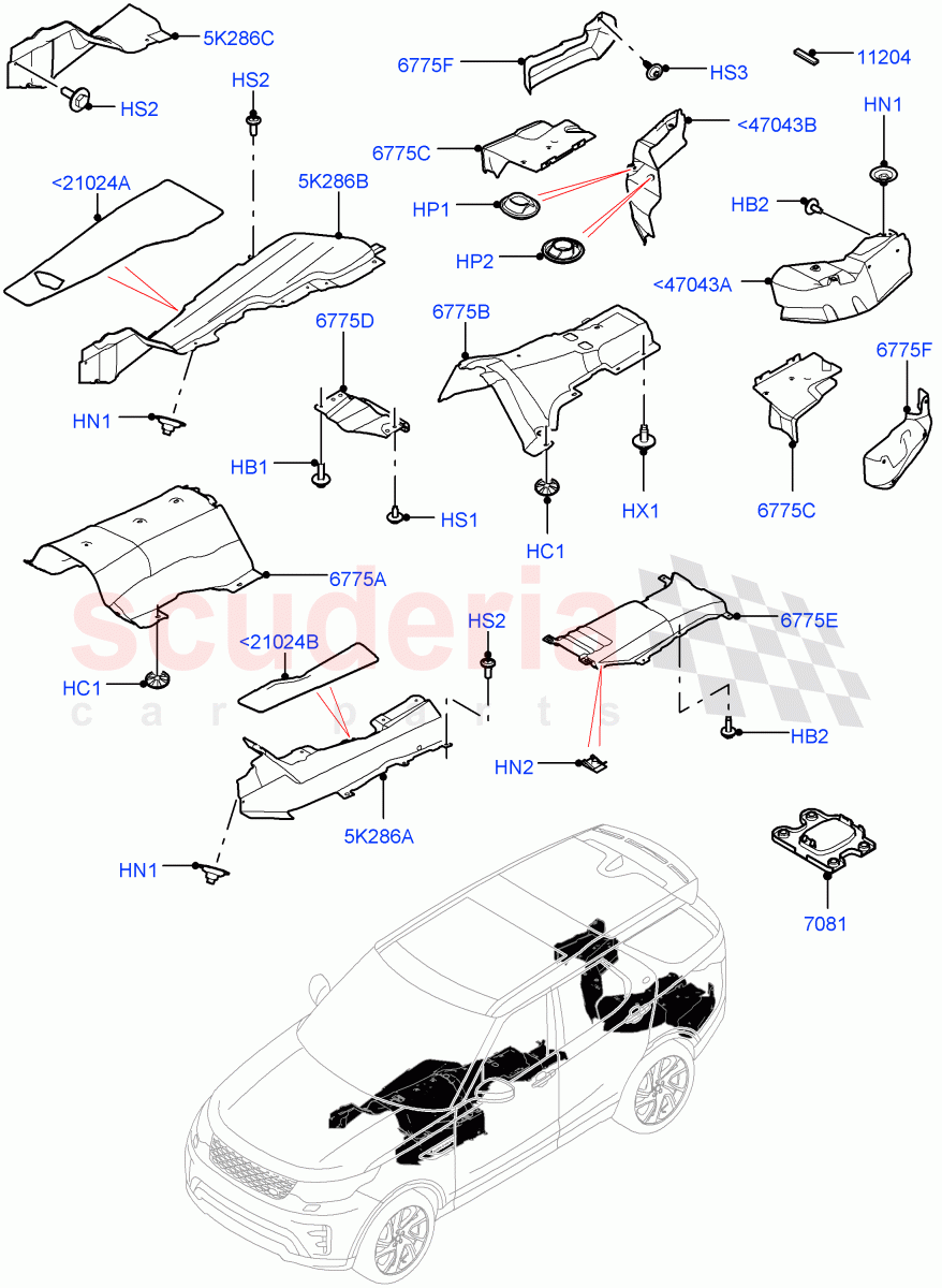 Splash And Heat Shields(Solihull Plant Build, Centre, Rear)((V)FROMHA000001) of Land Rover Land Rover Discovery 5 (2017+) [3.0 Diesel 24V DOHC TC]