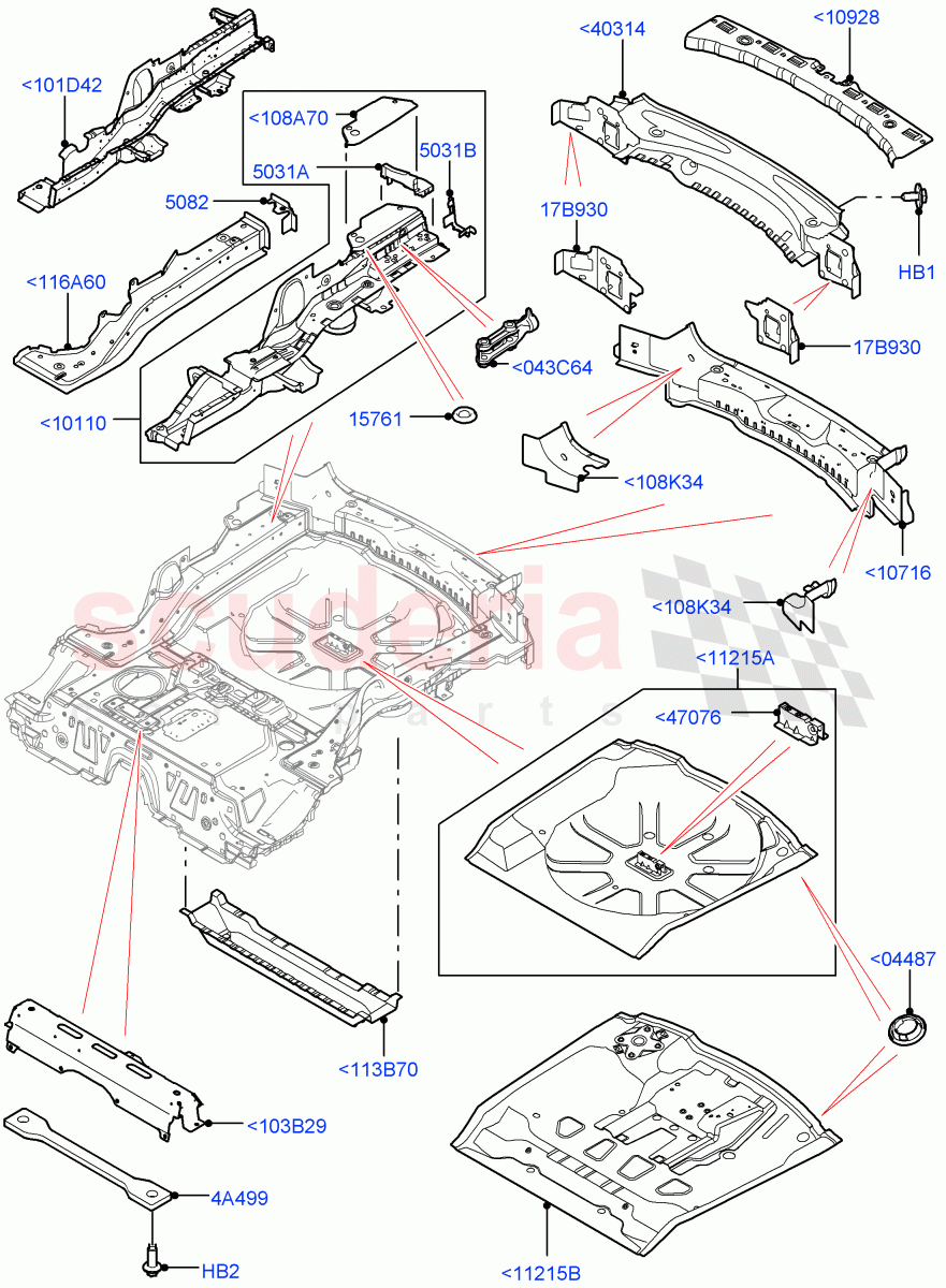 Floor Pan - Centre And Rear (Halewood (UK)) of Land Rover Land Rover Discovery Sport (2015+) [2.0 Turbo Petrol GTDI]