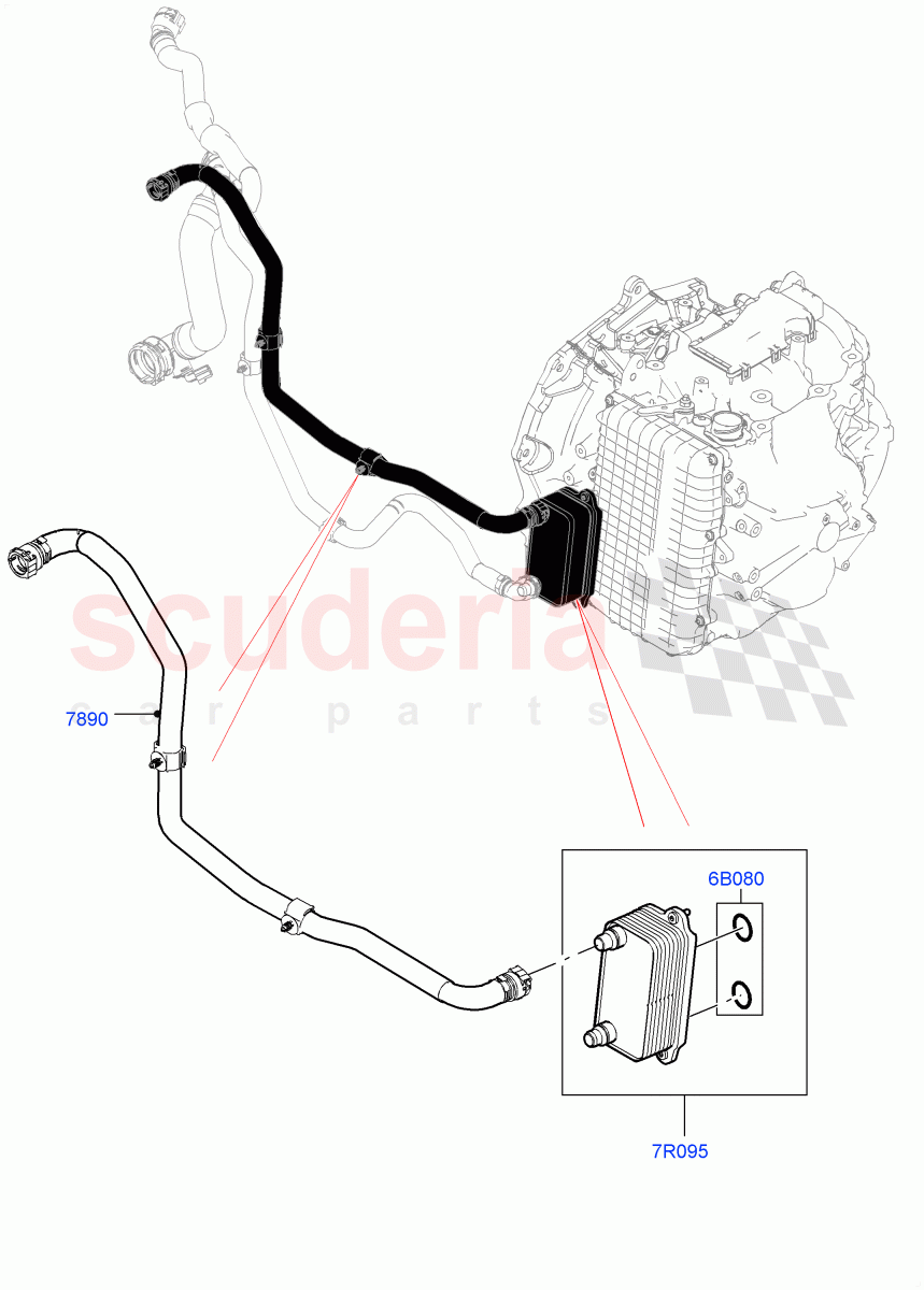 Transmission Cooling Systems (2.0L AJ20P4 Petrol Mid PTA, 9 Speed Auto Trans 9HP50, Changsu (China), Less Active Tranmission Warming, 2.0L AJ20P4 Petrol E100 PTA, 2.0L AJ20P4 Petrol High PTA) of Land Rover Land Rover Discovery Sport (2015+) [2.0 Turbo Petrol AJ200P]