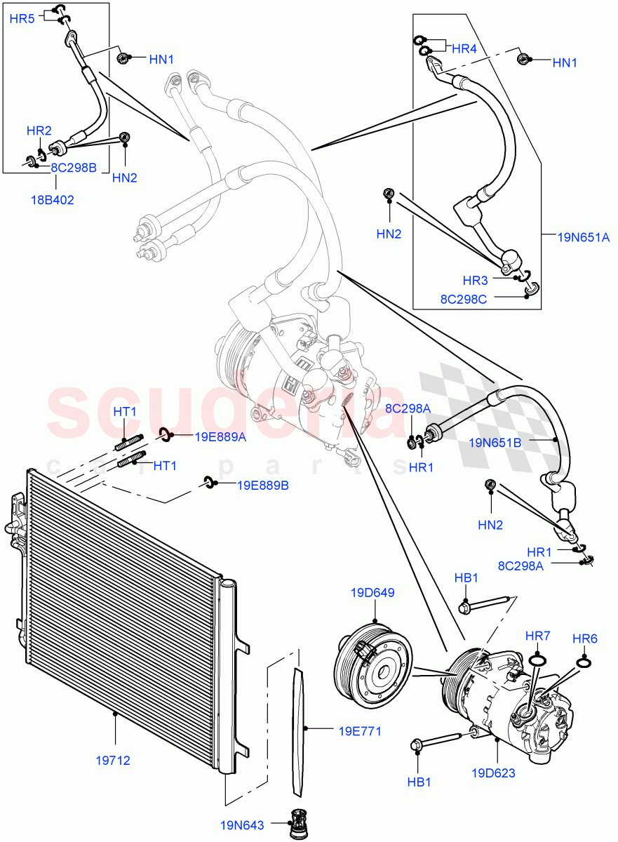 Air Conditioning Condensr/Compressr (2.2L CR DI 16V Diesel, Halewood (UK)) of Land Rover Land Rover Discovery Sport (2015+) [2.0 Turbo Diesel AJ21D4]