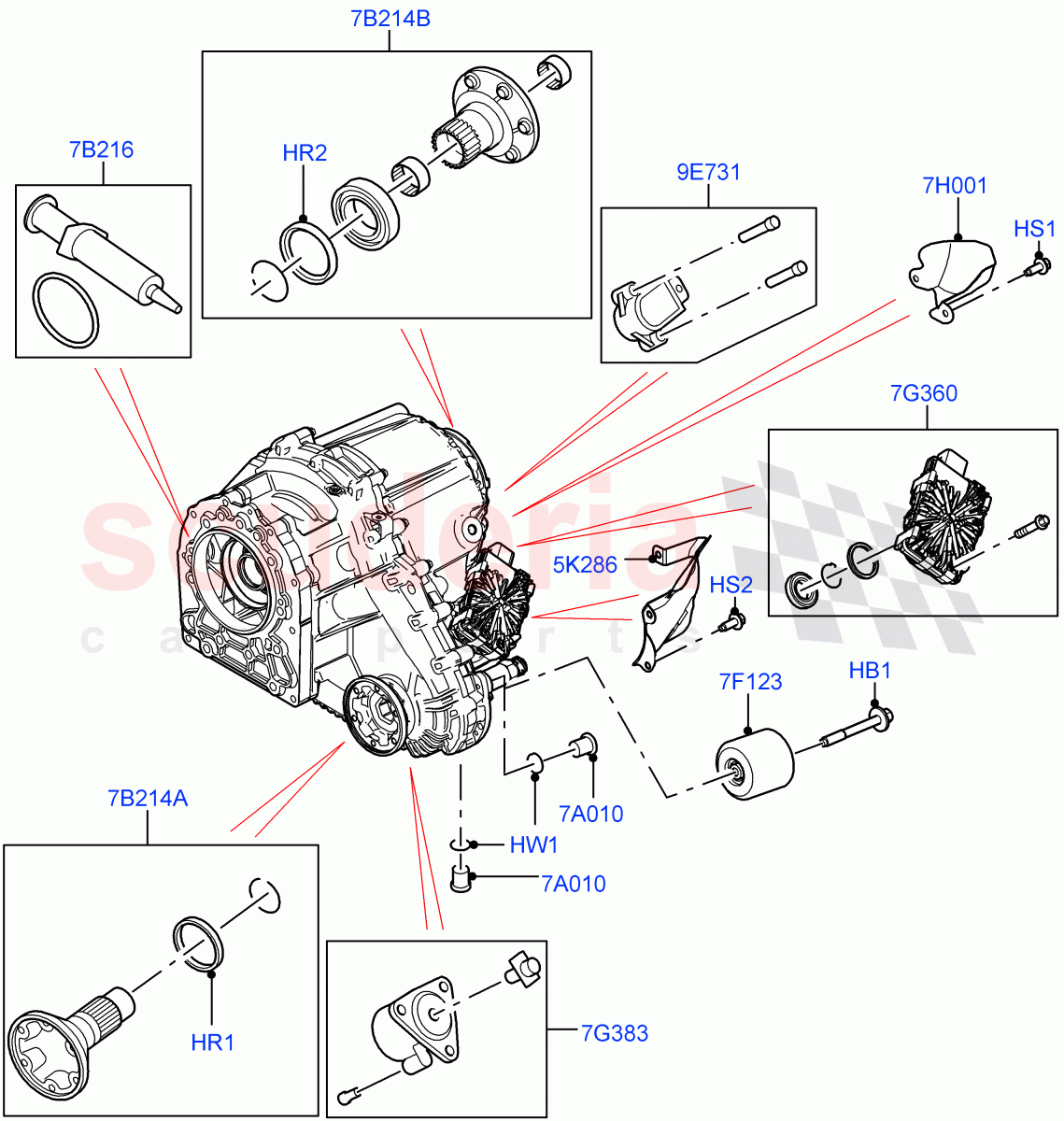 Transfer Drive Components (Nitra Plant Build) (2.0L AJ200P Hi PHEV, With 2 Spd Trans Case With Ctl Trac, 2.0L I4 DSL HIGH DOHC AJ200, 3.0L AJ20P6 Petrol High, 2.0L I4 High DOHC AJ200 Petrol, 5.0 Petrol AJ133 DOHC CDA) of Land Rover Land Rover Defender (2020+) [2.0 Turbo Diesel]