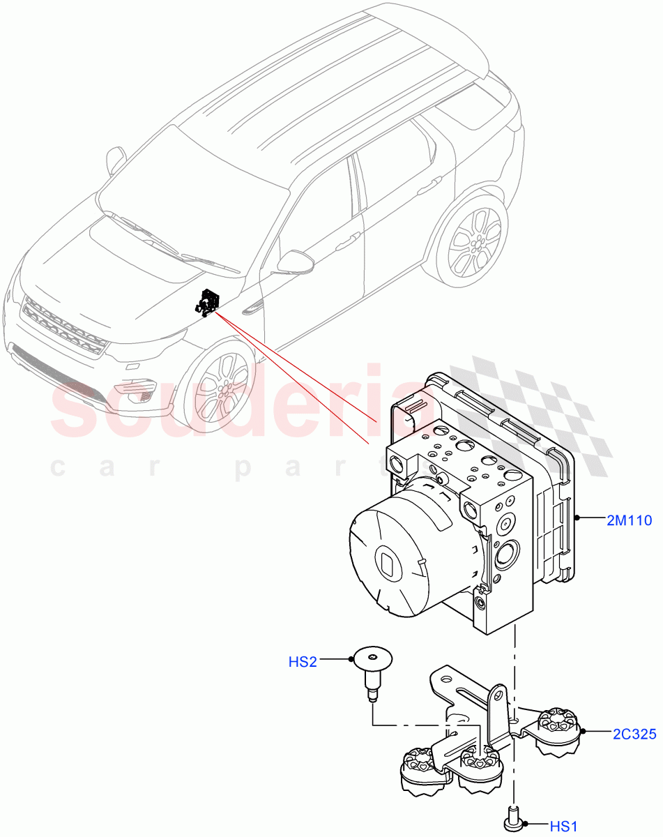 Anti-Lock Braking System (ABS Modulator) (Halewood (UK), Less Electric Engine Battery, Electric Engine Battery-MHEV) ((V) FROMLH000001, (V) TOLH999999) of Land Rover Land Rover Discovery Sport (2015+) [2.0 Turbo Petrol GTDI]