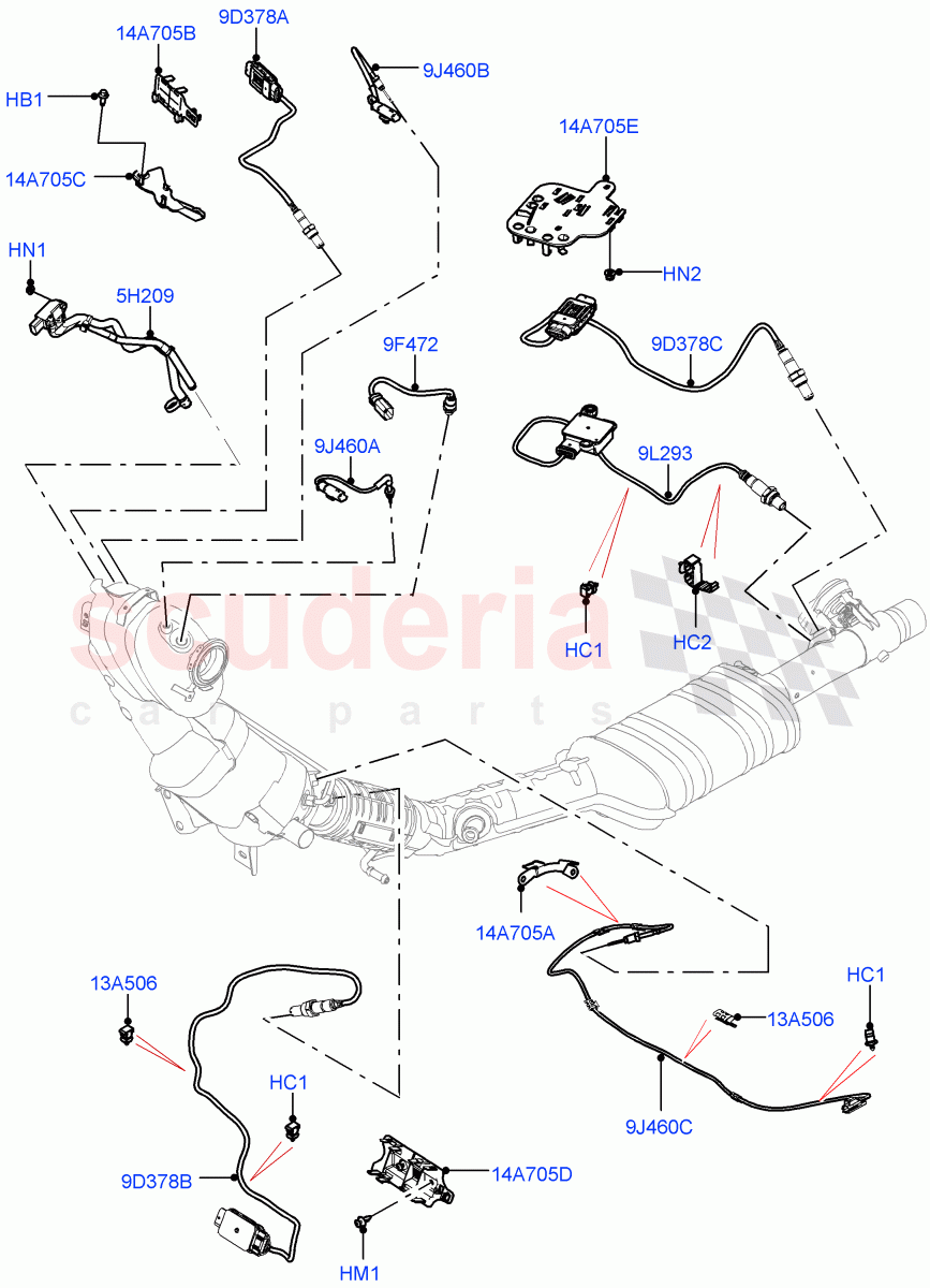 Exhaust Sensors And Modules(2.0L AJ21D4 Diesel Mid,Bharat VI Emission,Halewood (UK),EU6D - Final (Diesel) Emission,J-WLTP Emission)((V)FROMMH000001) of Land Rover Land Rover Discovery Sport (2015+) [2.0 Turbo Diesel AJ21D4]