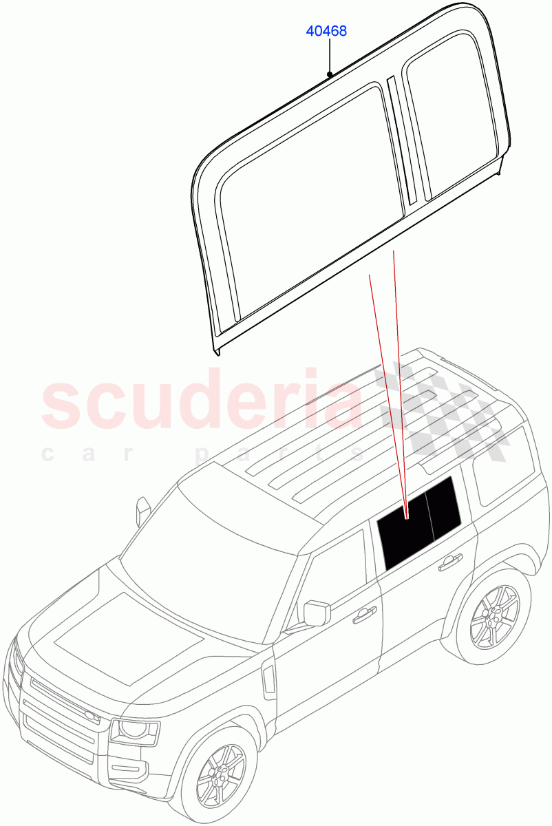Rear Door Glass And Window Controls (Commercial) (Standard Wheelbase, Version - Commercial) ((V) FROMM2000001) of Land Rover Land Rover Defender (2020+) [3.0 I6 Turbo Petrol AJ20P6]