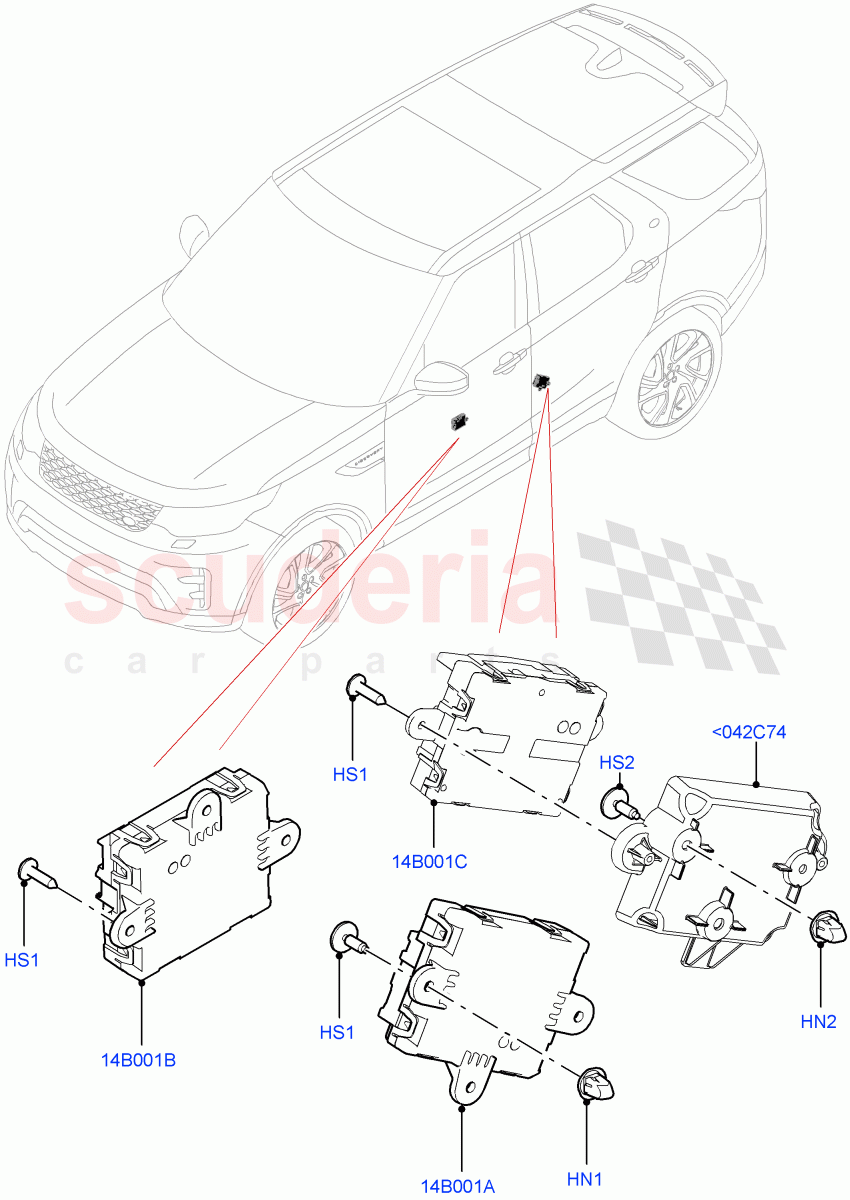 Vehicle Modules And Sensors (Nitra Plant Build, Door) ((V) FROMK2000001) of Land Rover Land Rover Discovery 5 (2017+) [2.0 Turbo Petrol AJ200P]