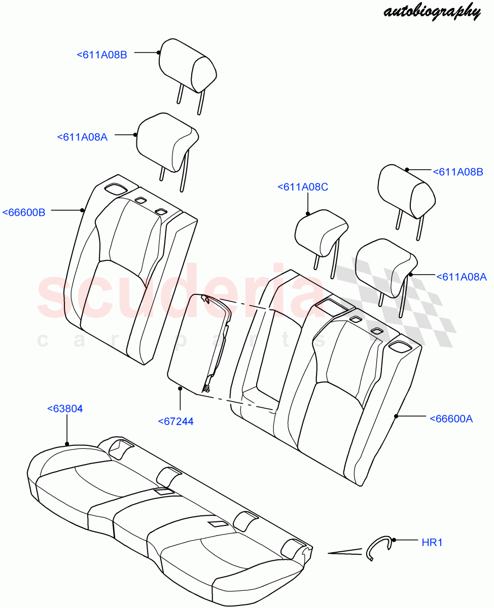 Rear Seat Covers (Halewood (UK), With 60/40 Split - Folding Rr Seat, Autobiography Pack) ((V) FROMGH000001) of Land Rover Land Rover Range Rover Evoque (2012-2018) [2.0 Turbo Diesel]