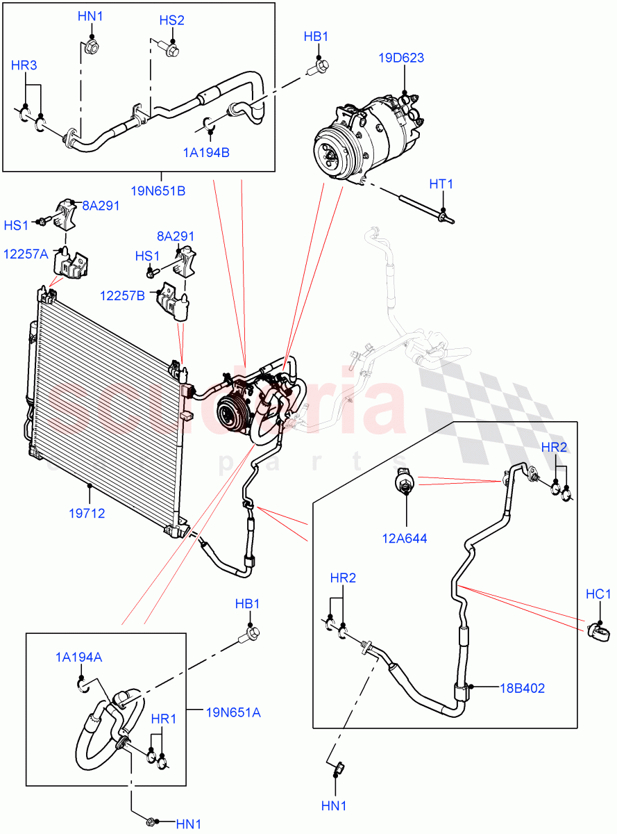 Air Conditioning Condensr/Compressr(Front)(2.0L I4 High DOHC AJ200 Petrol,2.0L I4 DSL HIGH DOHC AJ200)((V)FROMM2000001) of Land Rover Land Rover Defender (2020+) [2.0 Turbo Diesel]