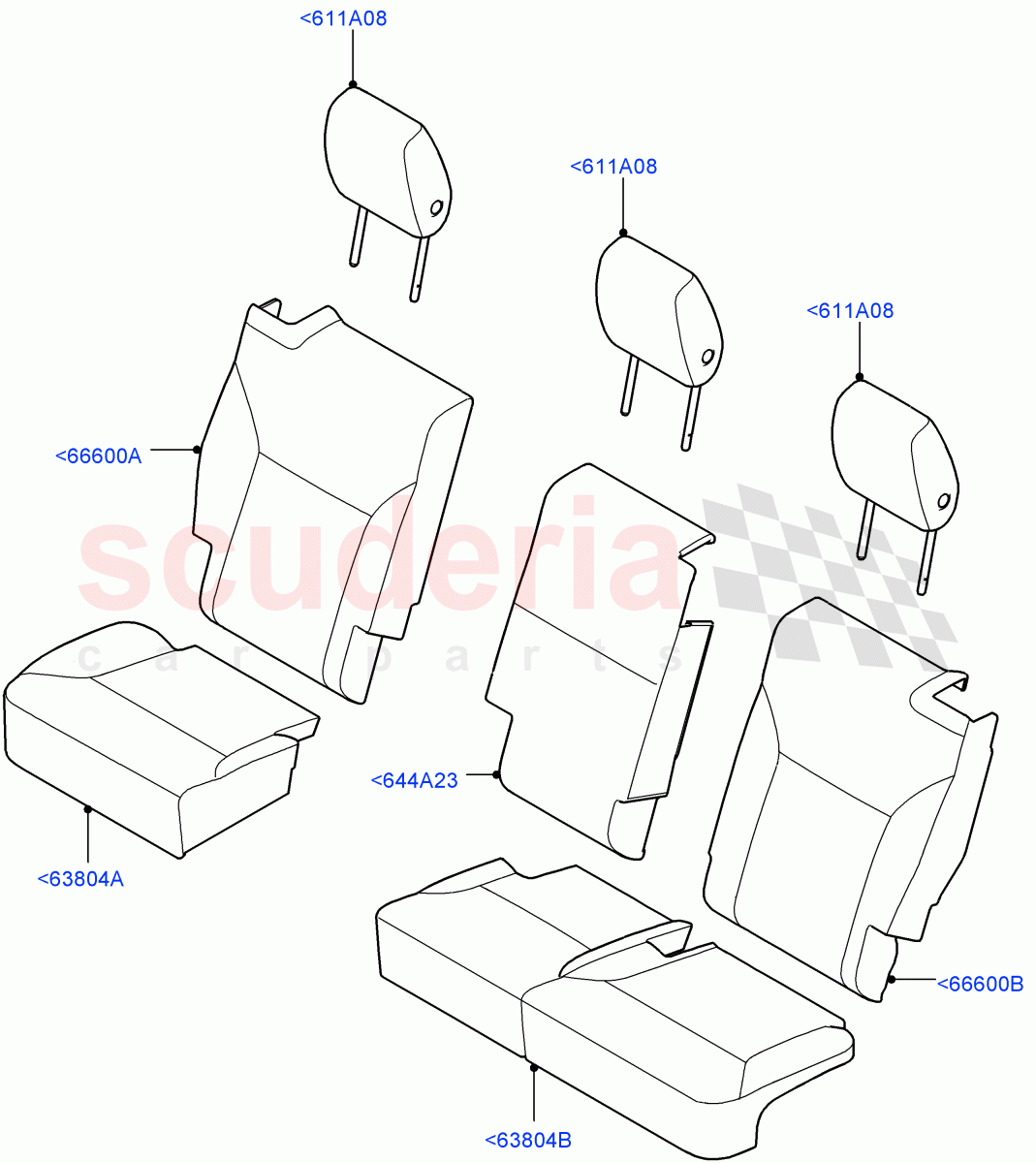 Rear Seat Covers(Nitra Plant Build)(Teleto Twill Technical Textile,60/40 Load Through With Slide)((V)FROMM2000001) of Land Rover Land Rover Discovery 5 (2017+) [2.0 Turbo Diesel]