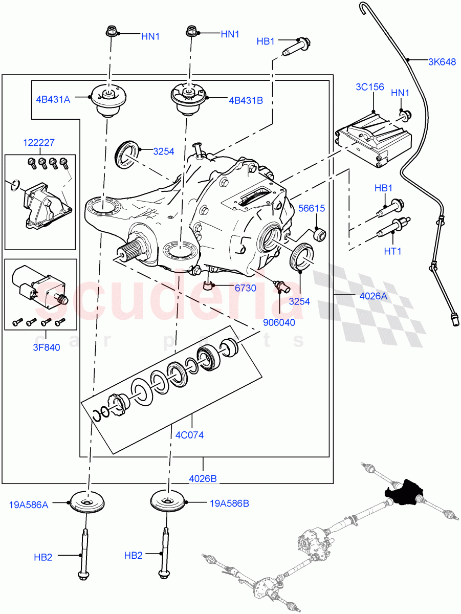 Rear Axle (With Petrol Engines, 8 Speed Auto Trans ZF 8HP70 4WD, Electronic Locking Differential, 4.4L DOHC DITC V8 Diesel, 8 Speed Auto Trans ZF 8HP45, 3.0 V6 Diesel) ((V) TOGA999999) of Land Rover Land Rover Range Rover (2012-2021) [2.0 Turbo Petrol GTDI]