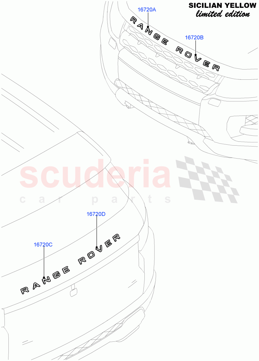 Name Plates(Sicilian Yellow Limited Edition,Halewood (UK))((V)FROMDH000001) of Land Rover Land Rover Range Rover Evoque (2012-2018) [2.0 Turbo Petrol AJ200P]