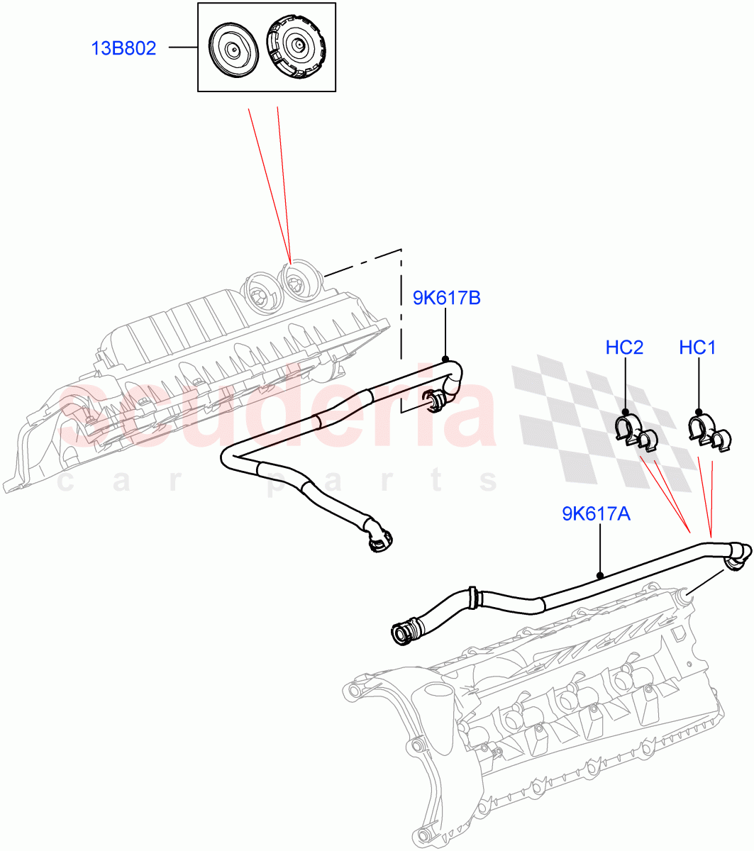 Emission Control - Crankcase (5.0L OHC SGDI SC V8 Petrol - AJ133, 5.0 Petrol AJ133 DOHC CDA, 5.0L P AJ133 DOHC CDA S/C Enhanced) ((V) FROMAA000001) of Land Rover Land Rover Range Rover (2010-2012) [5.0 OHC SGDI SC V8 Petrol]