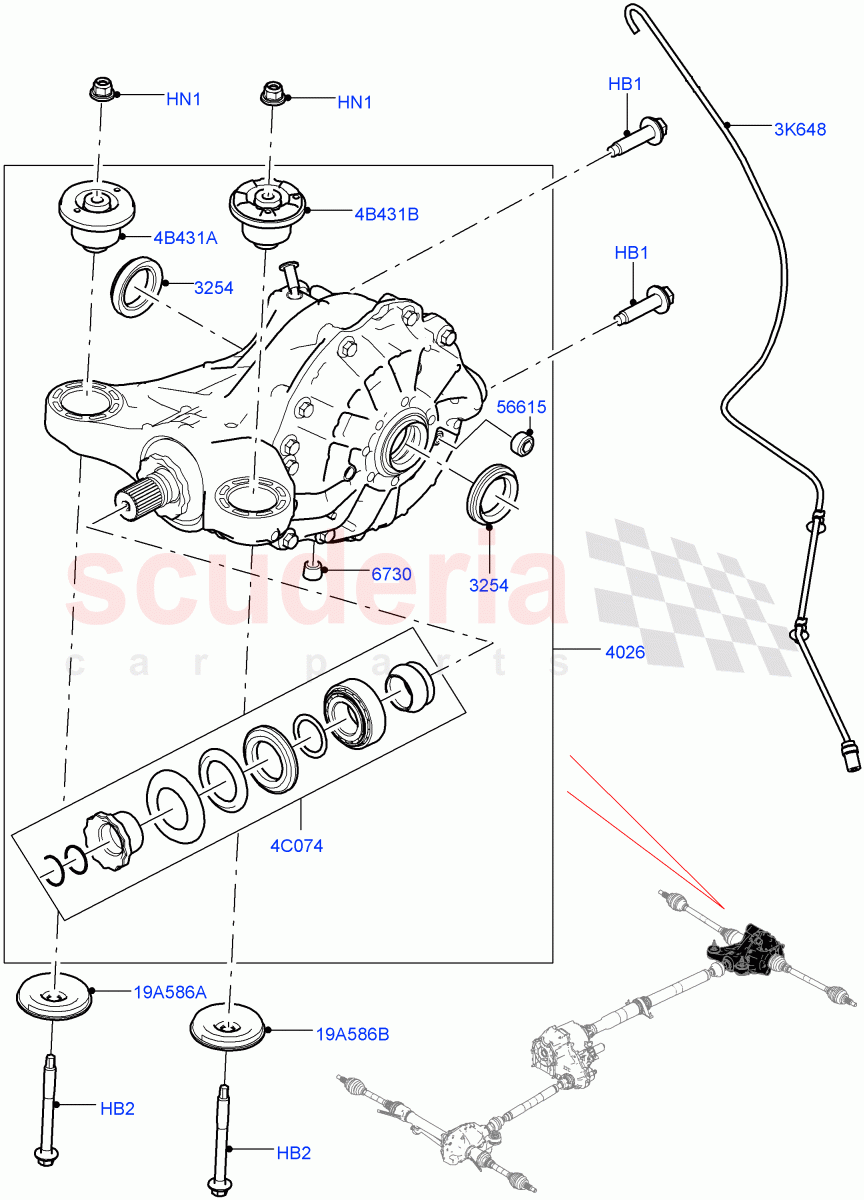Rear Axle (Rear Axle Open Diff w/TVBB) ((V) FROMM2000001) of Land Rover Land Rover Defender (2020+) [3.0 I6 Turbo Diesel AJ20D6]
