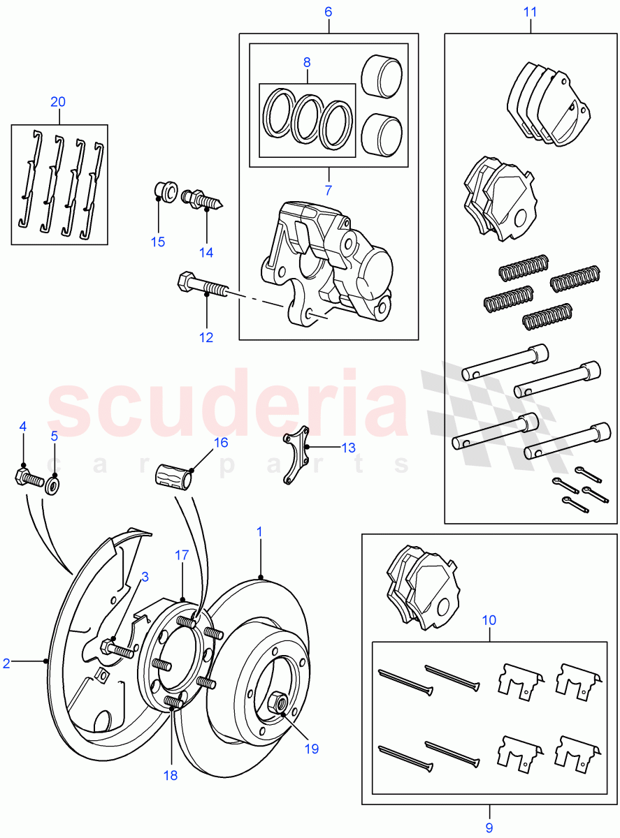 Rear Brake Discs And Calipers (4 Wheel Anti-Lock Braking System) ((V) FROM7A000001) of Land Rover Land Rover Defender (2007-2016)