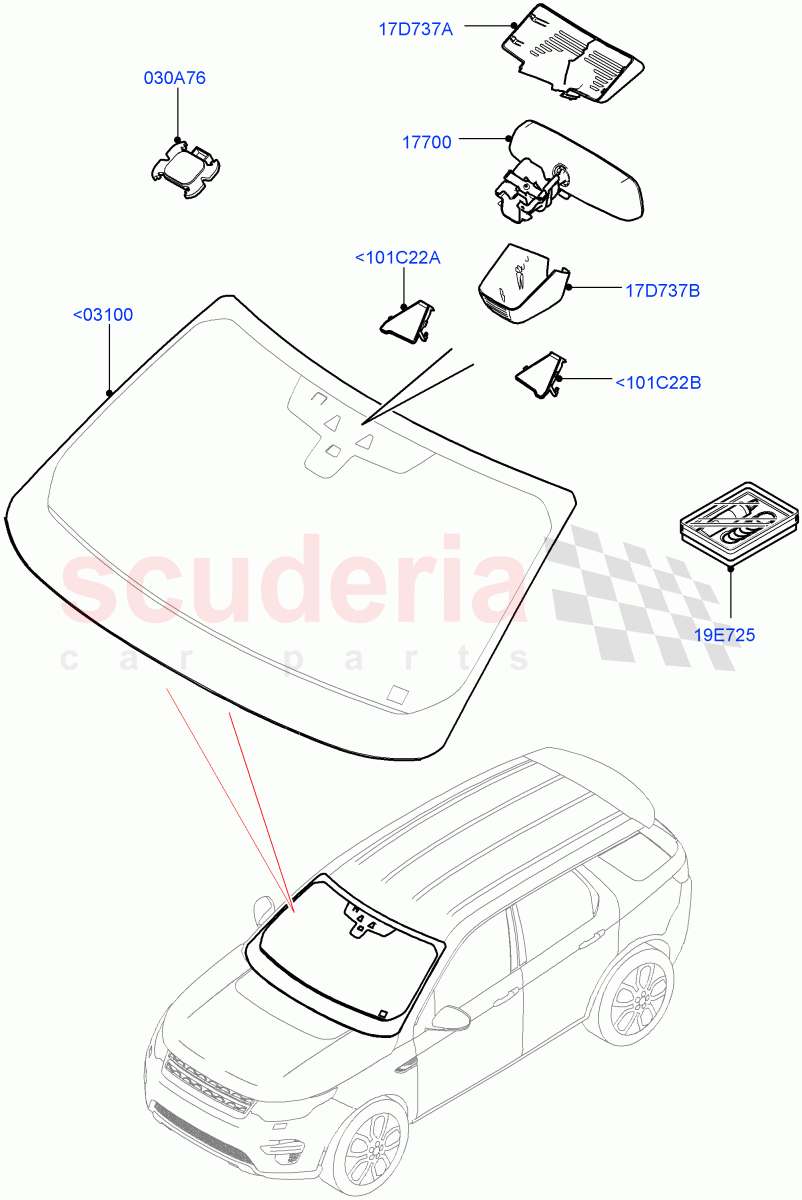Windscreen/Inside Rear View Mirror (Halewood (UK)) of Land Rover Land Rover Discovery Sport (2015+) [2.0 Turbo Petrol GTDI]