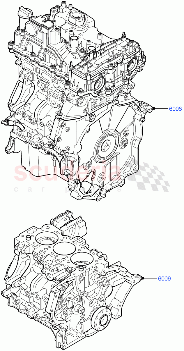 Service Engine And Short Block (1.5L AJ20P3 Petrol High PHEV, Halewood (UK), 1.5L AJ20P3 Petrol High) ((V) FROMLH000001) of Land Rover Land Rover Discovery Sport (2015+) [1.5 I3 Turbo Petrol AJ20P3]