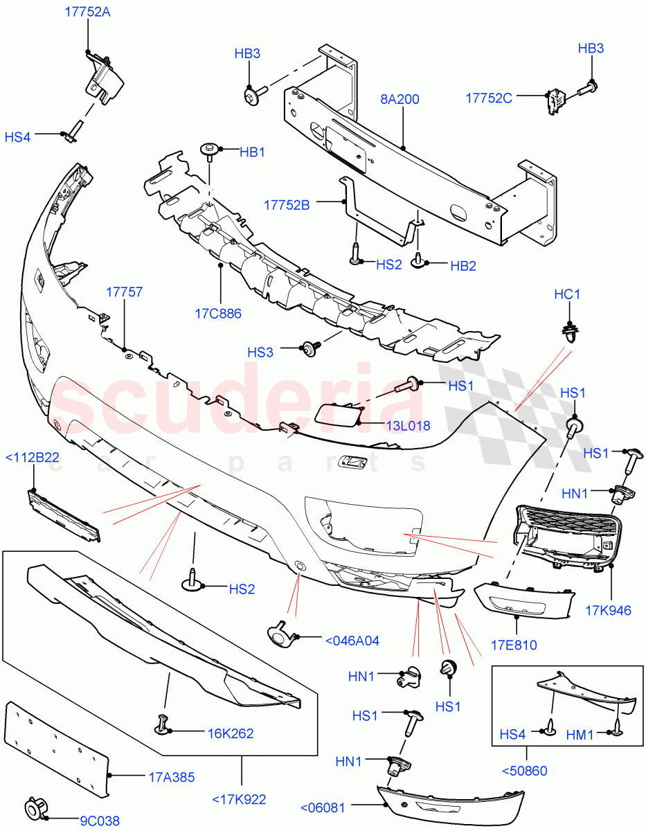 Radiator Grille And Front Bumper((V)TOHA999999) of Land Rover Land Rover Range Rover Sport (2014+) [4.4 DOHC Diesel V8 DITC]