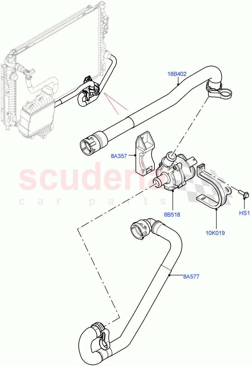 Water Pump (2.0L AJ20P4 Petrol Mid PTA, Changsu (China), High Engine Cooling, Low Engine Cooling, Medium Engine Cooling) of Land Rover Land Rover Discovery Sport (2015+) [2.0 Turbo Petrol AJ200P]