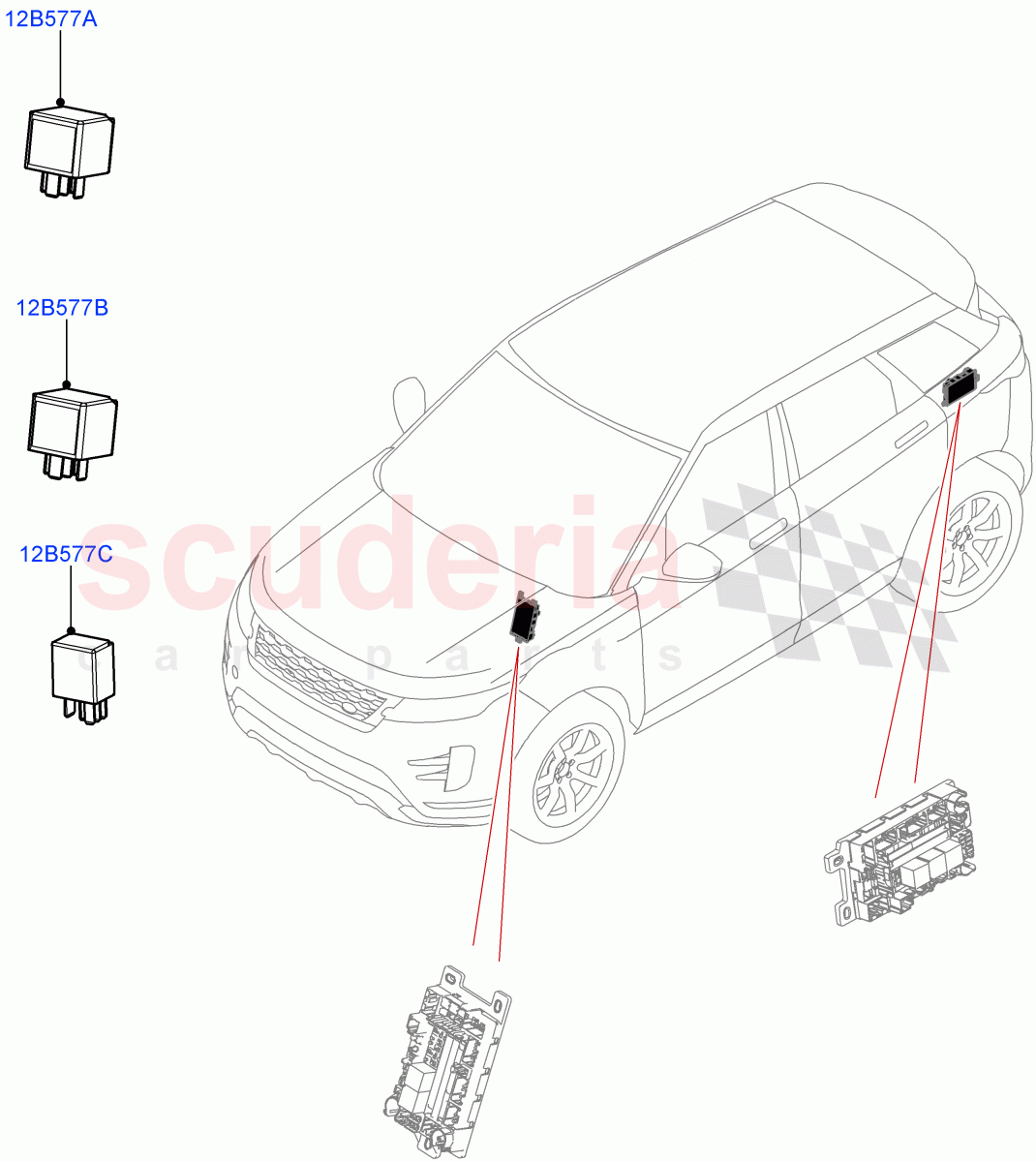 Relays (Itatiaia (Brazil)) of Land Rover Land Rover Range Rover Evoque (2019+) [2.0 Turbo Petrol AJ200P]