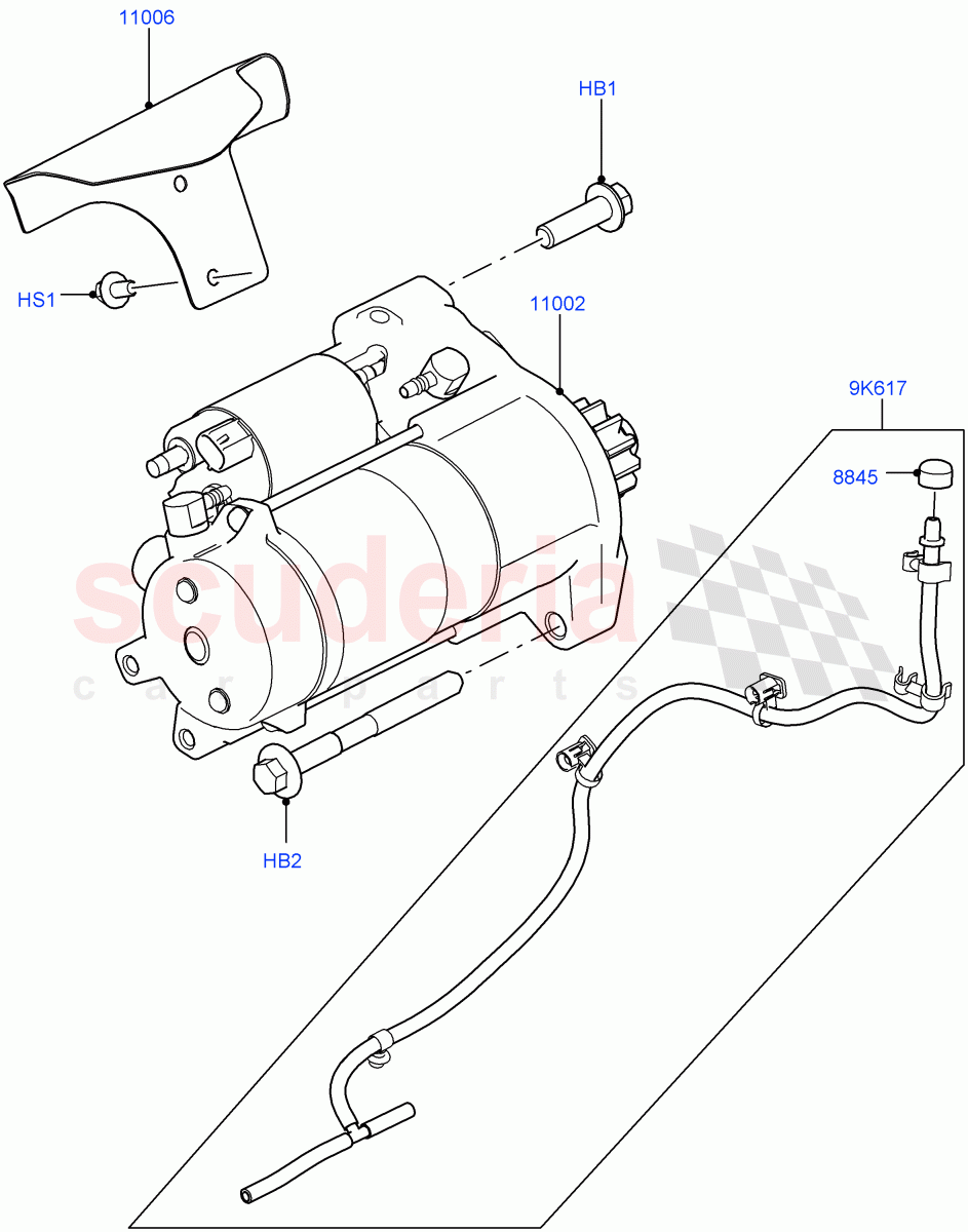 Starter Motor(3.0L DOHC GDI SC V6 PETROL,Starter - Stop/Start System) of Land Rover Land Rover Range Rover Velar (2017+) [3.0 DOHC GDI SC V6 Petrol]