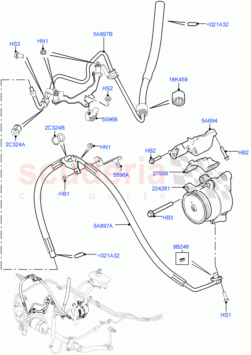 Active Anti-Roll Bar System(ARC Pump, High Pressure Pipes)(5.0L OHC SGDI SC V8 Petrol - AJ133)((V)TOHA999999) of Land Rover Land Rover Range Rover Sport (2014+) [3.0 I6 Turbo Diesel AJ20D6]