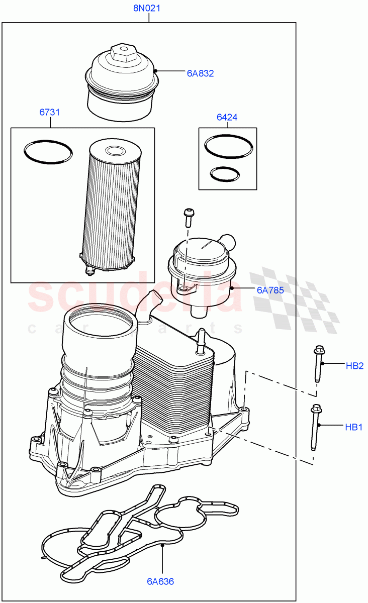 Oil Cooler And Filter(3.6L V8 32V DOHC EFi Diesel Lion)((V)FROM7A000001,(V)TO9A999999) of Land Rover Land Rover Range Rover Sport (2005-2009) [3.6 V8 32V DOHC EFI Diesel]