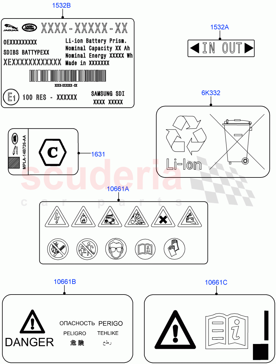 Labels(Traction Battery)(2.0L AJ200P Hi PHEV)((V)FROMJA000001) of Land Rover Land Rover Range Rover (2012-2021) [4.4 DOHC Diesel V8 DITC]