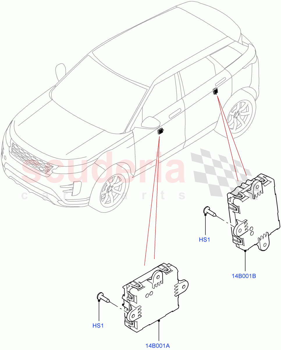 Vehicle Modules And Sensors (Door) (Halewood (UK)) of Land Rover Land Rover Range Rover Evoque (2019+) [2.0 Turbo Diesel]