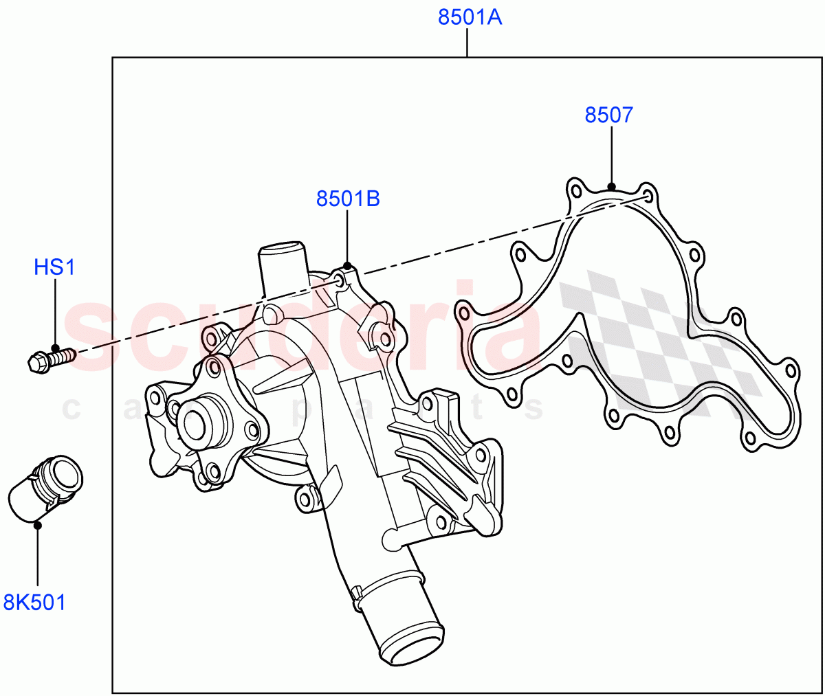 Water Pump(Cologne V6 4.0 EFI (SOHC))((V)FROMAA000001) of Land Rover Land Rover Discovery 4 (2010-2016) [4.0 Petrol V6]