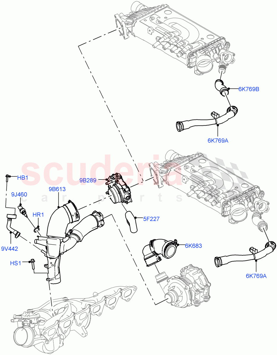 Intercooler/Air Ducts And Hoses (Air Ducts And Hoses) (3.0L AJ20P6 Petrol High) ((V) FROMKA000001) of Land Rover Land Rover Range Rover (2012-2021) [3.0 I6 Turbo Petrol AJ20P6]
