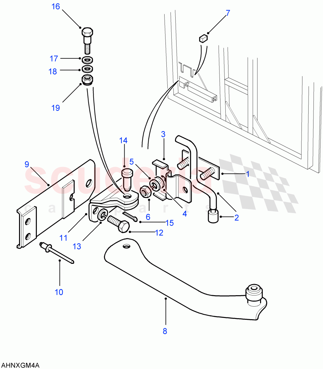 Rear End Door Check Mechanism-With Torsion Bar (Hard Top, 110" Wheelbase, 90" Wheelbase, Station Wagon - 5 Door, Station Wagon - 3 Door) ((V) FROM7A000001) of Land Rover Land Rover Defender (2007-2016)