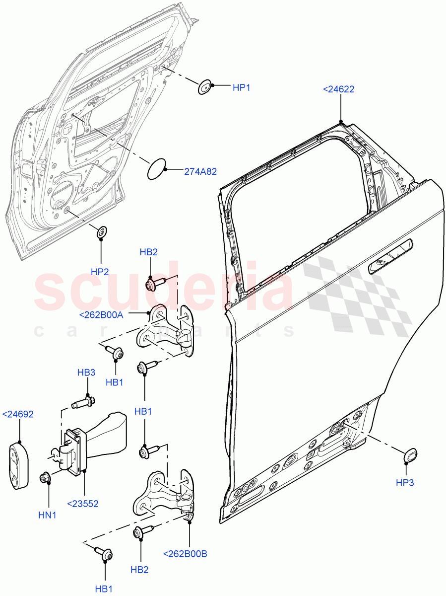 Rear Doors, Hinges & Weatherstrips(Door And Fixings) of Land Rover Land Rover Range Rover Velar (2017+) [3.0 DOHC GDI SC V6 Petrol]